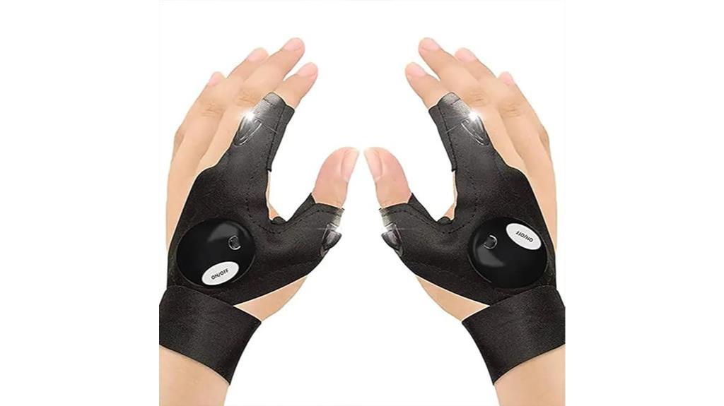 camping gear flashlight gloves
