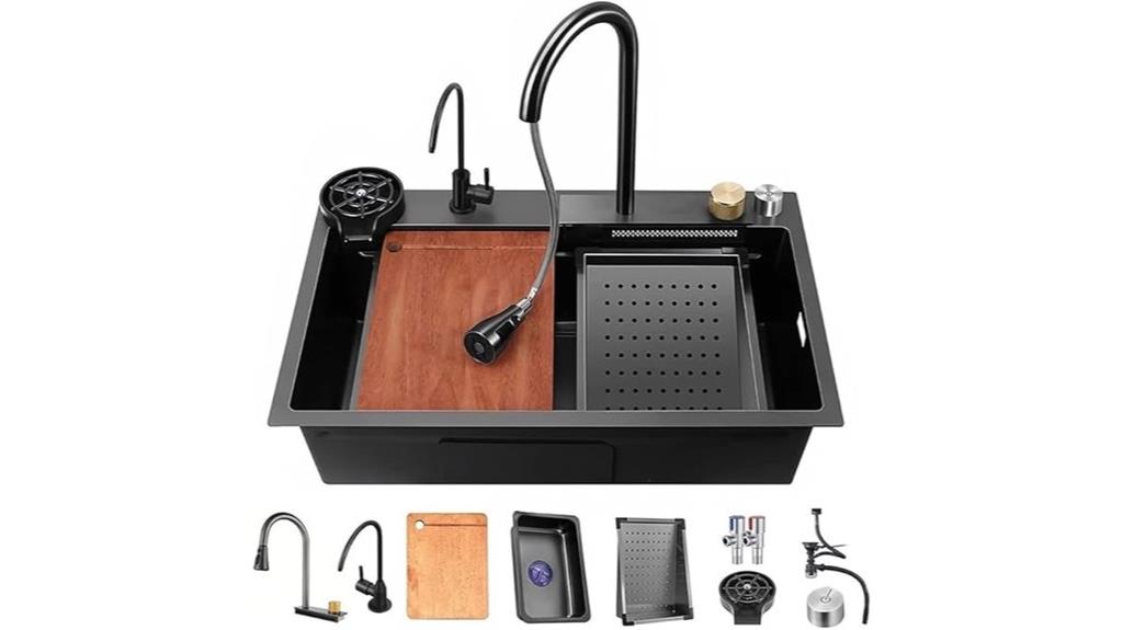 black stainless steel sink