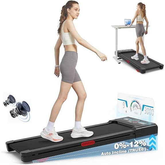 Walking Pad Treadmill with Auto Incline & Bluetooth
