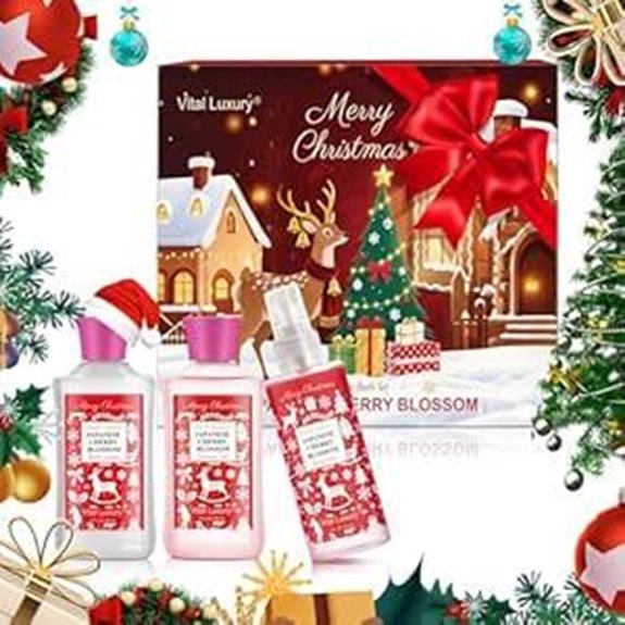 Festive Japanese Cherry Blossom Christmas Bath & Body Gift Set