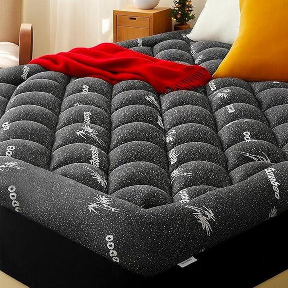 Queen Mattress Topper: Bamboo Viscose Cooling Deep Pocket Dark Gray