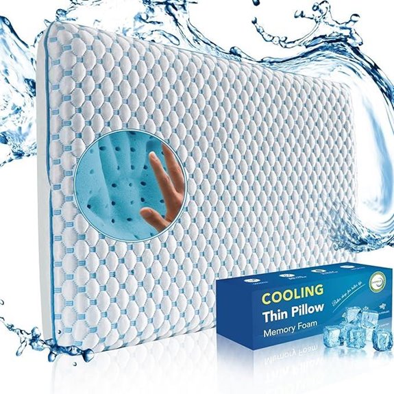 Cooling Gel Thin Pillow for Sleepers Low Profile Memory Foam Pillow