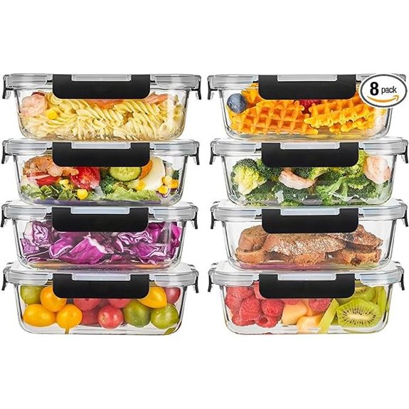 Liuruiyu 8 Pack 36Oz Glass Food Storage Containers