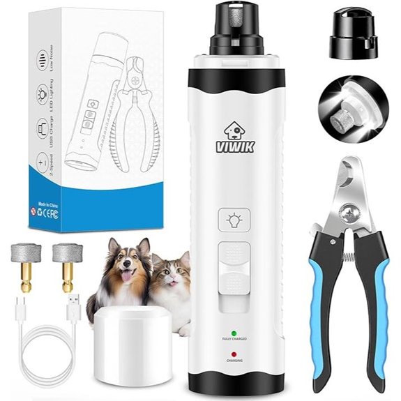 VIWIK Dog Nail Clippers with Light 2-Speed Electric Grooming