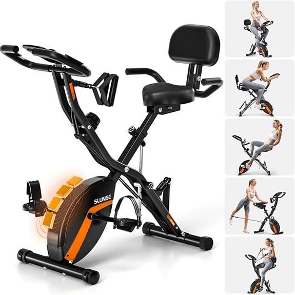 SLUNSE 5-in-1 Foldable Exercise Bike with 16-Resistance