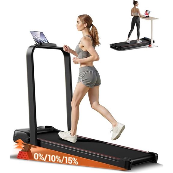 4-in-1 Foldable Walking Pad Treadmill (15% Incline)