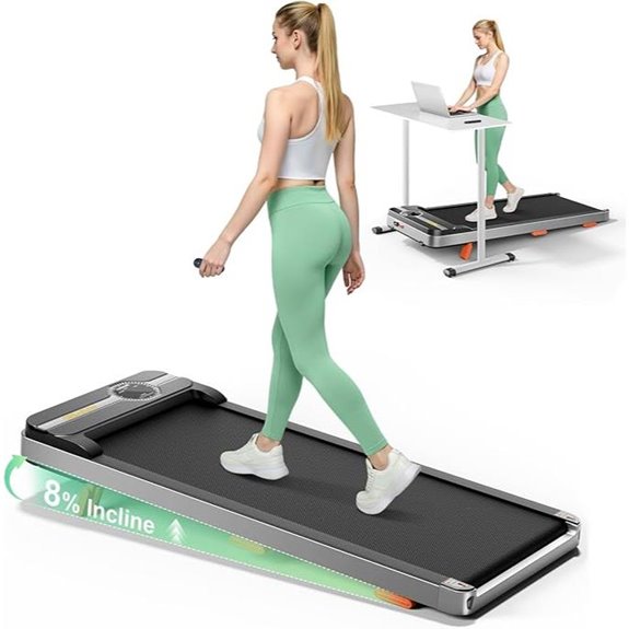 Under-Desk Walking Pad Treadmill with Incline (2.5HP)