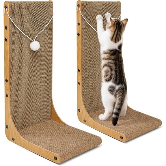 Value 2-Pack L-Shaped Cat Scratcher + Toys Wall-Mountable