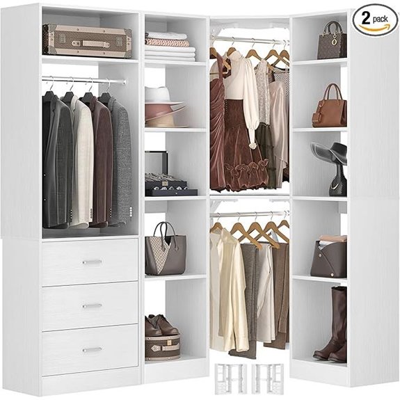 Corner Closet System with Drawers & Shelves (L-Shaped)