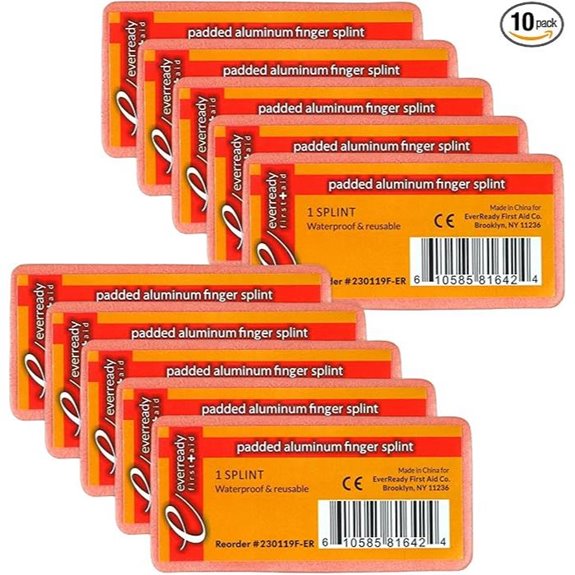 Ever Ready First Aid Padded Aluminum Finger Splints 4 x 2 - 10 Pack