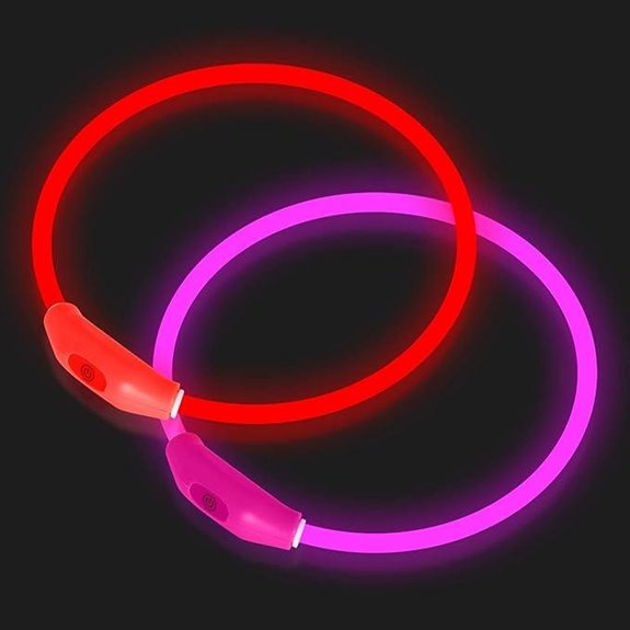 2-Pack LED Dog Collars with Rechargeable Lights (Red & Pink)