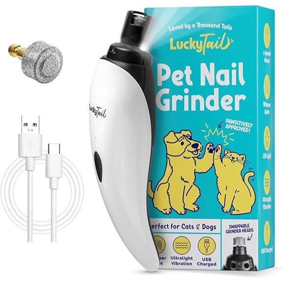 LuckyTail Pet Nail Grinder USB Rechargeable 2 Speeds