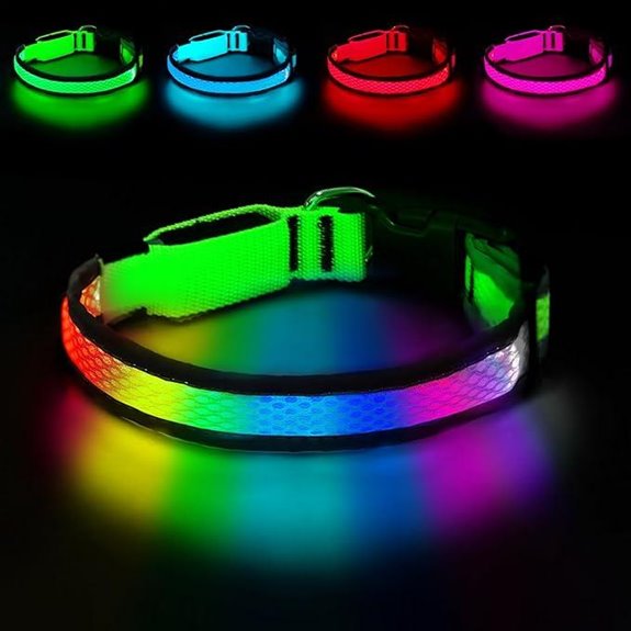 LED Dog Collar with RGB Lights USB Rechargeable Green