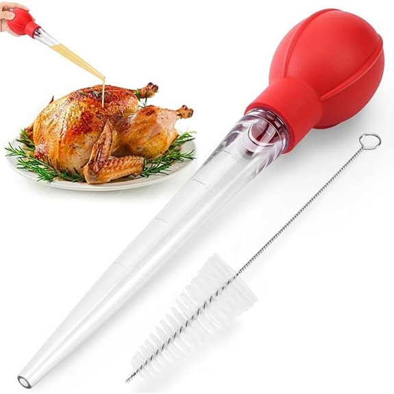 Premium Turkey Baster with Cleaning Brush (Red)