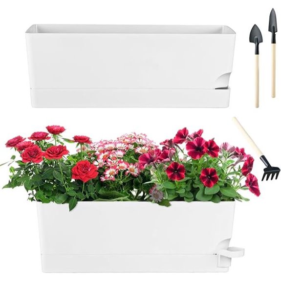 2 Pack Self-Watering Indoor Window Box Planters with Drainage Holes