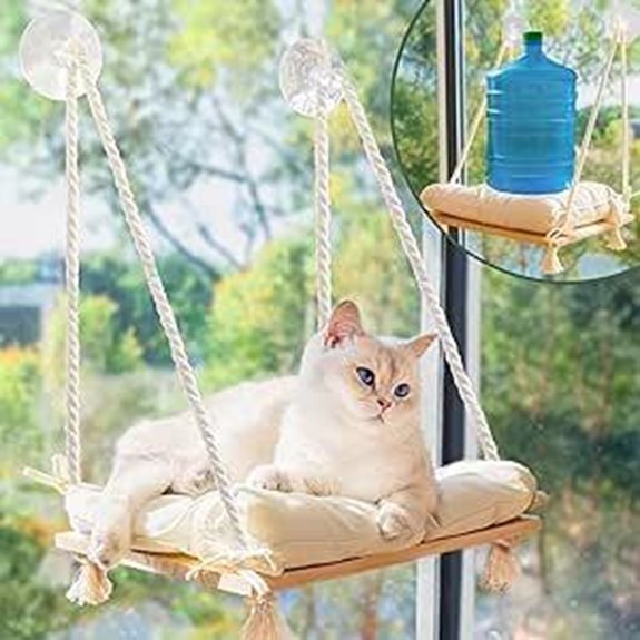 Cat Window Perch with Suction Cups Pine Wood Bed Hull