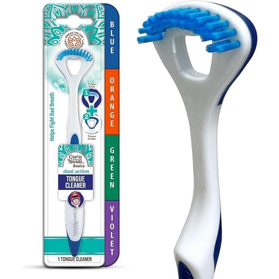 GuruNanda Dual Action Tongue Scraper & Brush (1 Pack)
