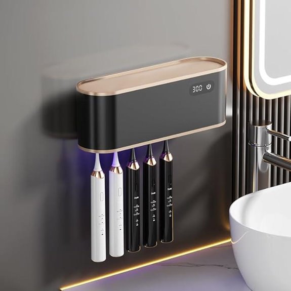 UV Toothbrush Sanitizer Holder with Fan Drying (Black)