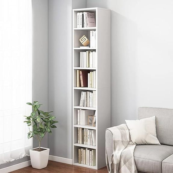 IOTXY 71 Corner Bookcase with 8 Shelves White