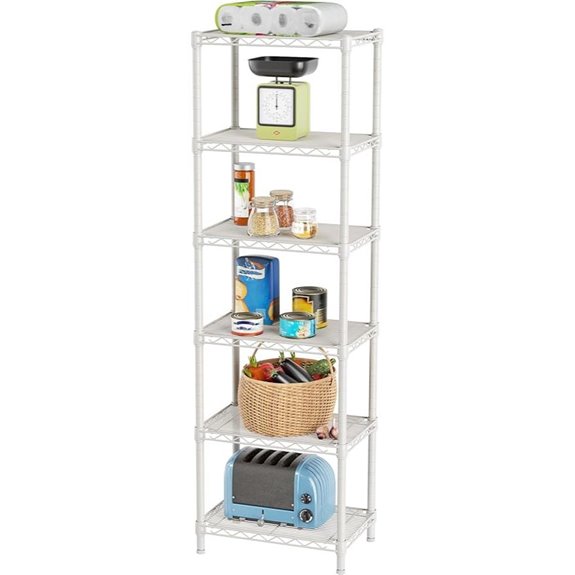 SINGAYE 6-Shelf Wire Closet Storage Shelf Unit White