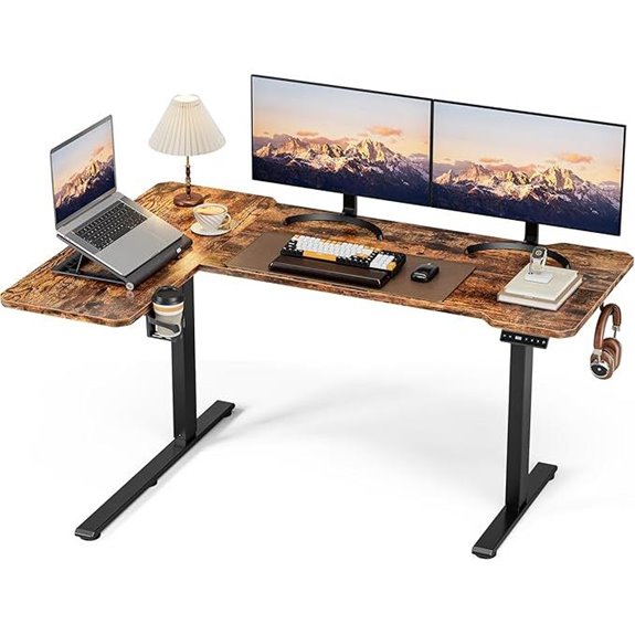 59-Inch L-Shaped Electric Standing Desk with Adjustable Height