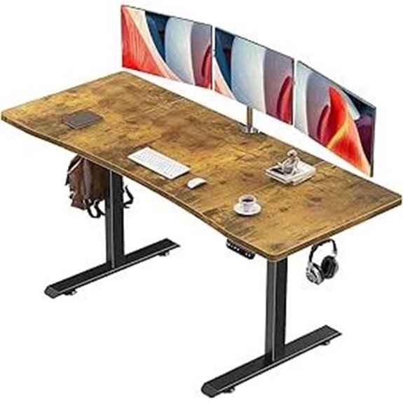 Veken 63x28 Inch Standing Desk Brown Wood