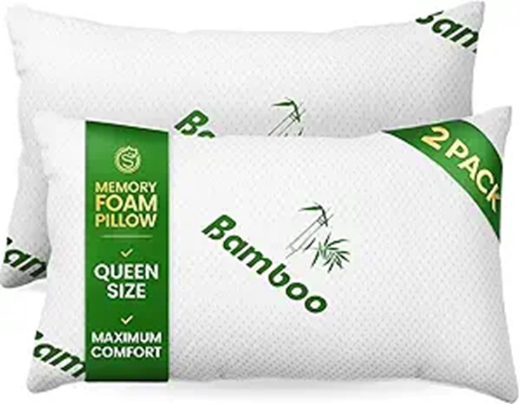 Memory Foam Pillows Queen Size - 2 Pack Cooling