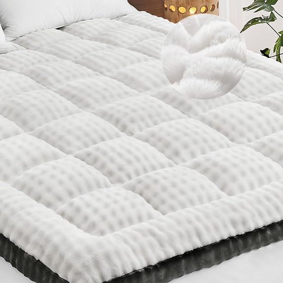 Cymula Queen Mattress Topper: Fleece Bubble Pillow Pad