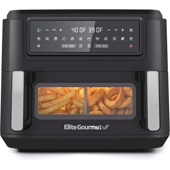 Elite Gourmet Dual Zone Air Fryer Oven 11QT Capacity