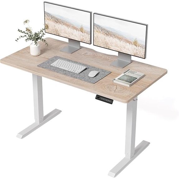 BANTI 48x24 Standing Desk—Electric Adjustable White/Maple