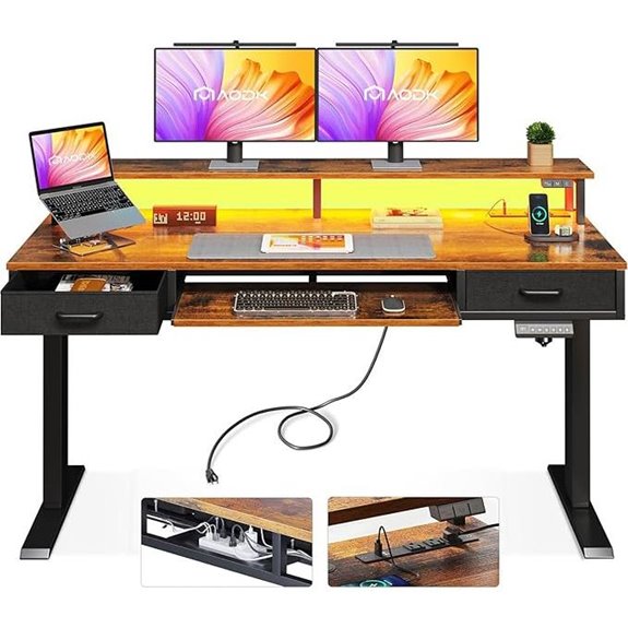 AODK Electric Standing Desk with Drawers 55