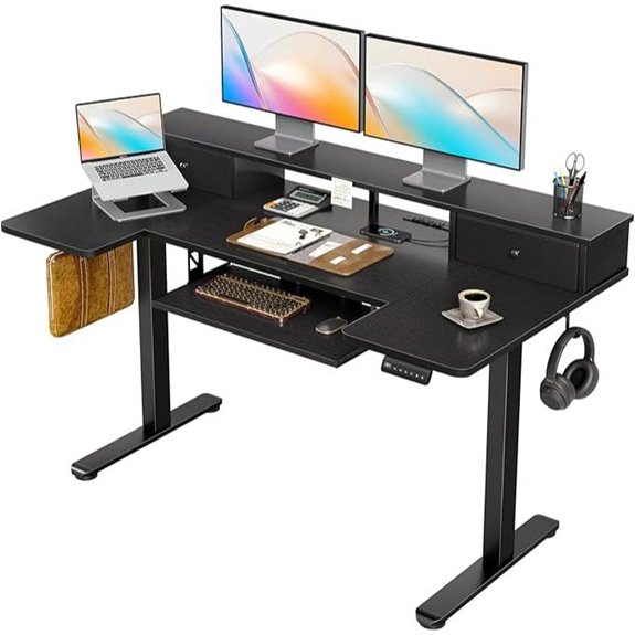 OffiGo U Shaped Electric Standing Desk with Drawers