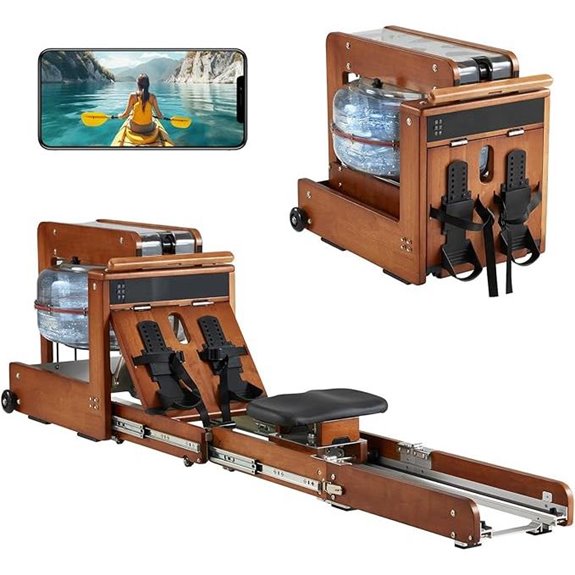 Water Rowing Machine with Touchscreen Foldable 350LBS Capacity