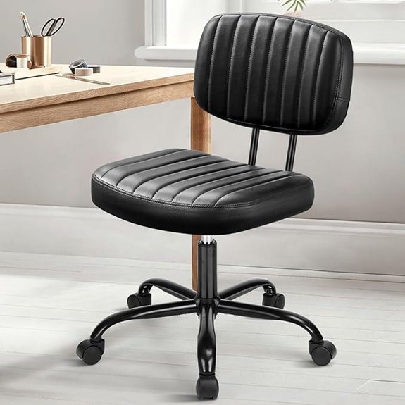 DUMOS Small Armless Desk Chair with Lumbar Support