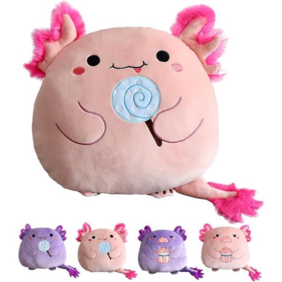 pink axolotl plush pillow
