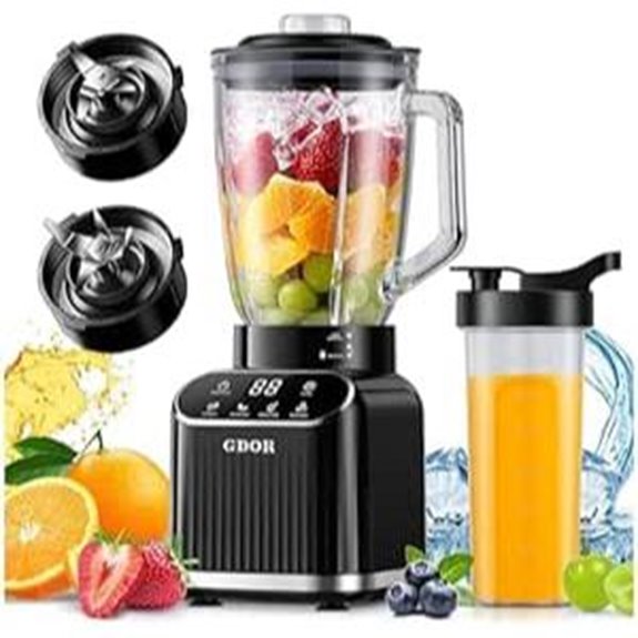 GDOR 1200W Smoothie-Maker mit Glasbehälter-Set