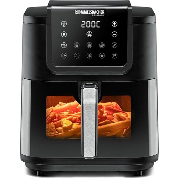 ROMMELSBACHER 1700 Heißluftfritteuse – 8L Leise 10 Programme