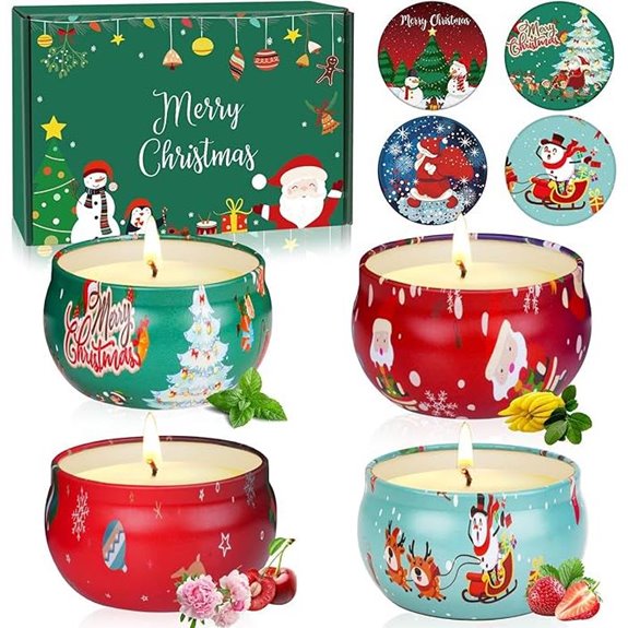Christmas Candles Set – 4 Pack Scented Soy Candles