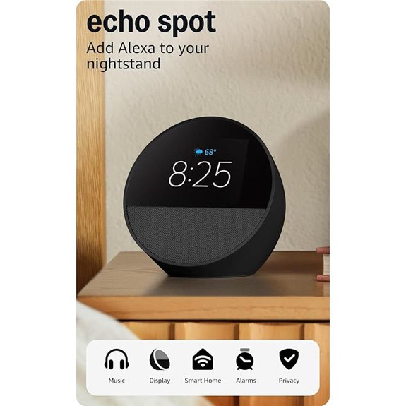 Echo Spot (Newest) with Alexa – Smart Alarm Clock Black