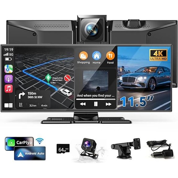 11.5 Wireless CarPlay Screen with Dash Cam Backup Camera